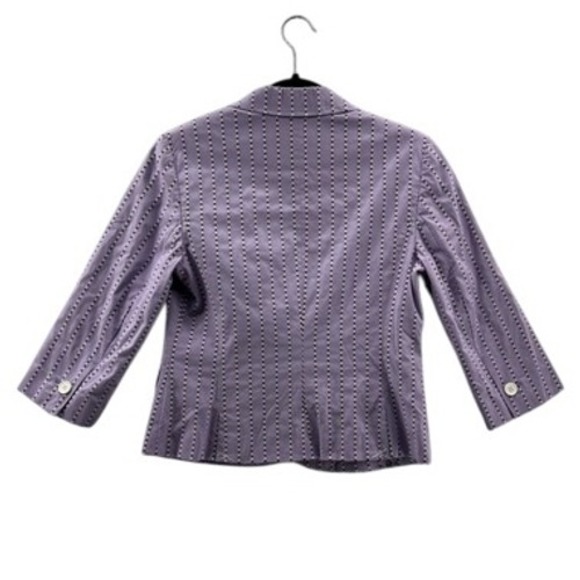 Ann Taylor LOFT Purple Stripe 3/4 Sleeve Button Front Blazer Jacket Size 6 - Picture 2 of 10